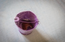 This purple pail is another one of the few possessions Sally carried with her from Syria. Inside is a seed native to Syria. A friend gave it to Sally before she left, and told her to plant it when she arrived in her new home. It still sits in her locker at the LGBTQ shelter, a reminder of how far she's come. Photo by Lucy Tompkins